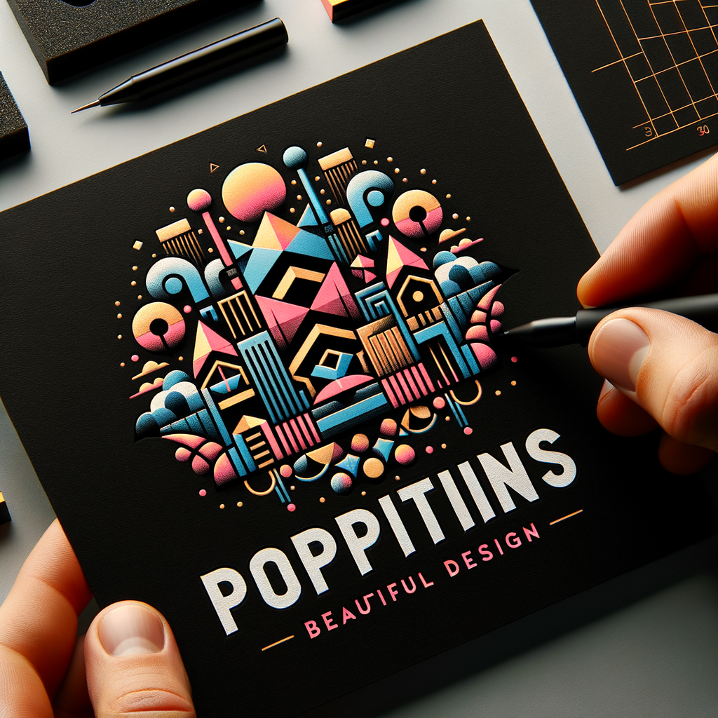 A Logo design, maximalism graphic design, A Mixture Of Media And Hand-Draw, Geometric Graphic Design, Experimental Typography, beautiful aesthetics, 3D Graphic Design, Poppins font.