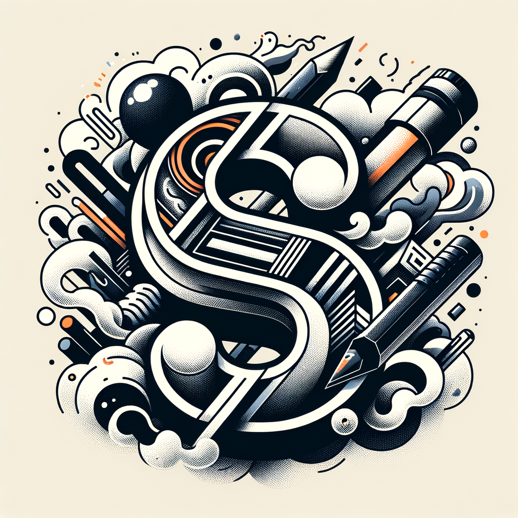logo hip hop artist graphic design, A mixture of media And hand-draw, experimental typography with beautiful aesthetics, 3D hip hop Graphic Design of an S and J with smoke