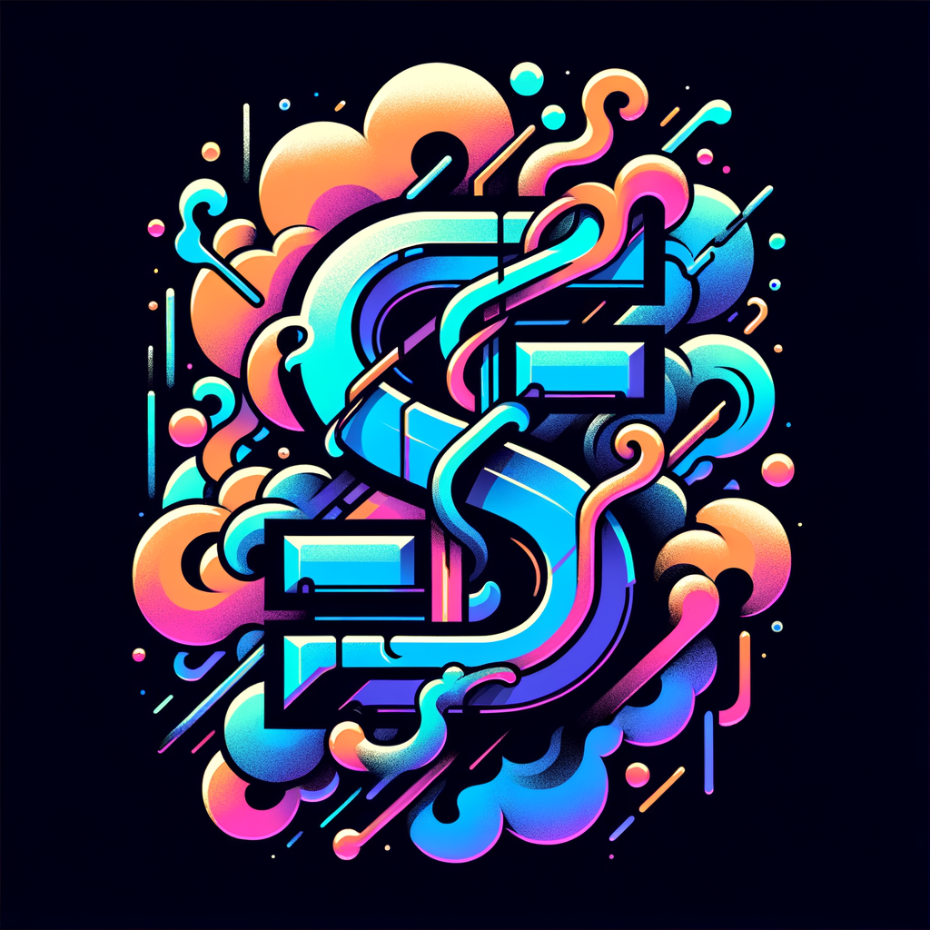 logo hip hop artist graphic design, A mixture of media And hand-draw, experimental typography with beautiful aesthetics using vibrant colors , 3D hip hop Graphic Design of an S and J with smoke