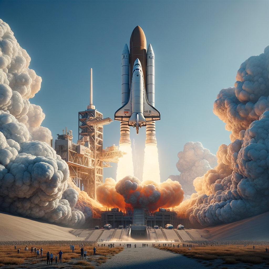 ROCKET LAUNCHING SPACE SHUTTLE FROM GROUND