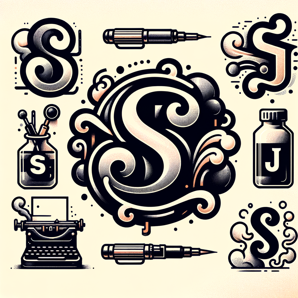logo graphic design, A mixture of media And hand-draw, experimental typography with beautiful aesthetics using vibrant colors , 3D hip hop Graphic Design of an S and J with smoke.